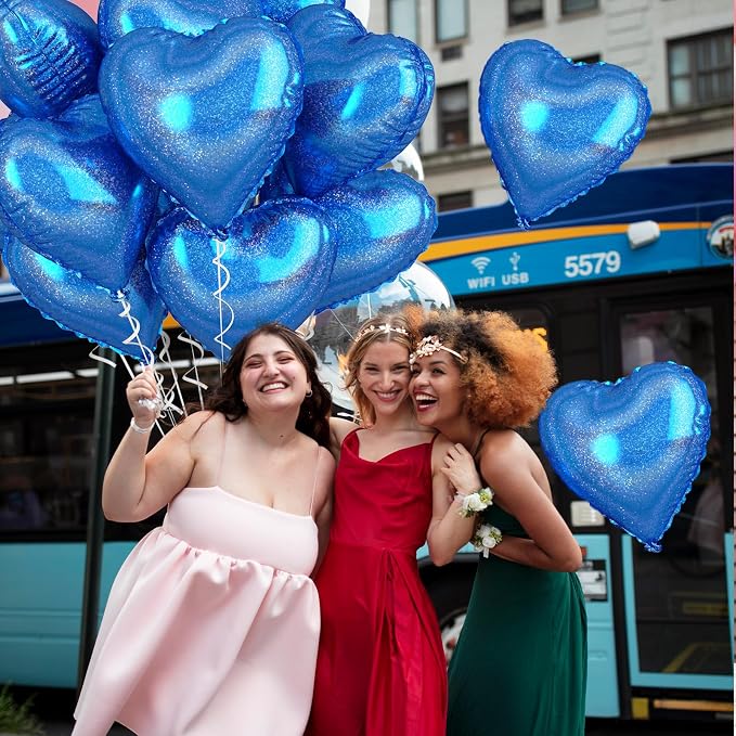 Biapian Dark Blue Heart Balloons, 18inch Love Foil Balloons Helium - Image 6