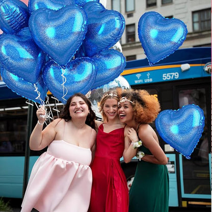 Biapian Dark Blue Heart Balloons, 18inch Love Foil Balloons Helium - Image 6