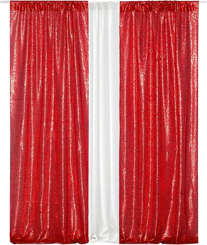Eternal Beauty Red 3mm Sequin Backdrop 2x8 Ft 2 Pack Wedding | Dense Sparkle - Image 2