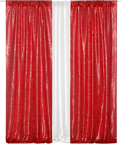 Eternal Beauty Red 3mm Sequin Backdrop 2x8 Ft 2 Pack Wedding | Dense Sparkle - Image 2
