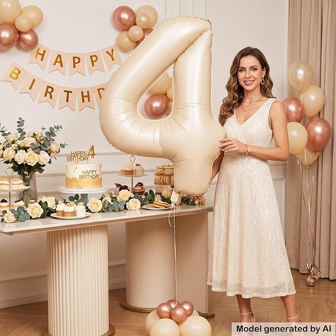 40 Inch Cream Foil Number 4 Balloon - Image 3