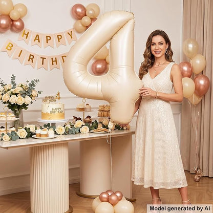 40 Inch Cream Foil Number 4 Balloon - Image 3
