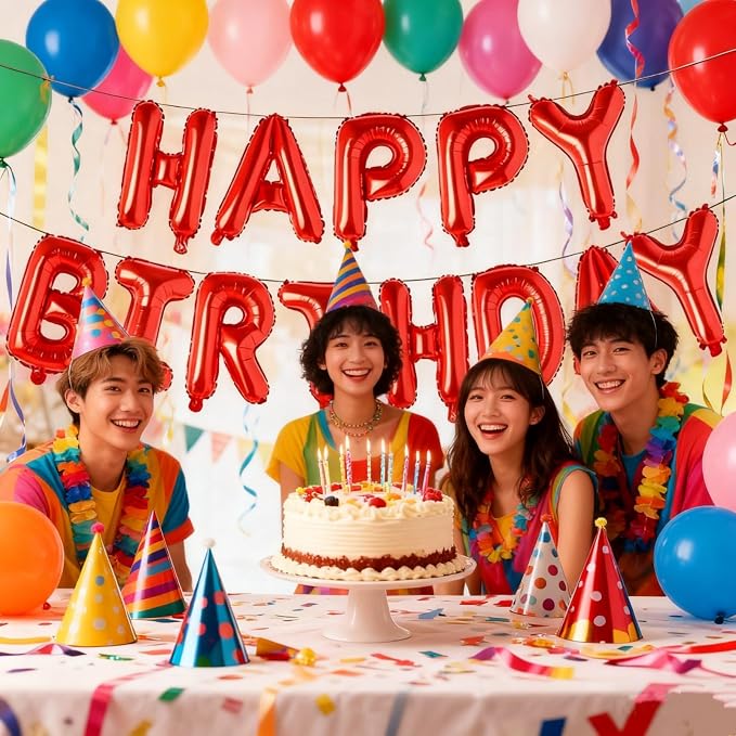 16" Happy Birthday Foil Letter Balloons Banner Set | Alphabet Balloons - Image 4