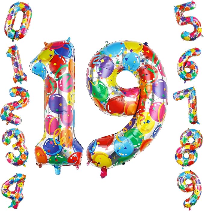 40 Inch Number 19 Balloon Set Large Foil Balloons by TNCDJKPA