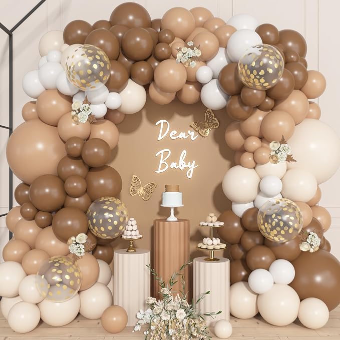 157Pcs Brown Balloons Garland Arch Kit Different Size | Beige Nude Neutral by OUDDYLIFE