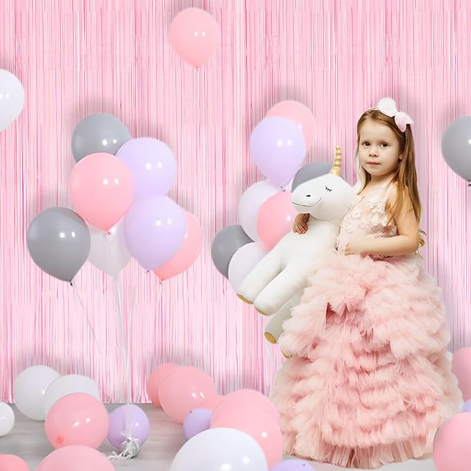 BRAVESHINE Pink Fringe Curtains Backdrop | Photo Booths Party Streamers | 2 - Image 4