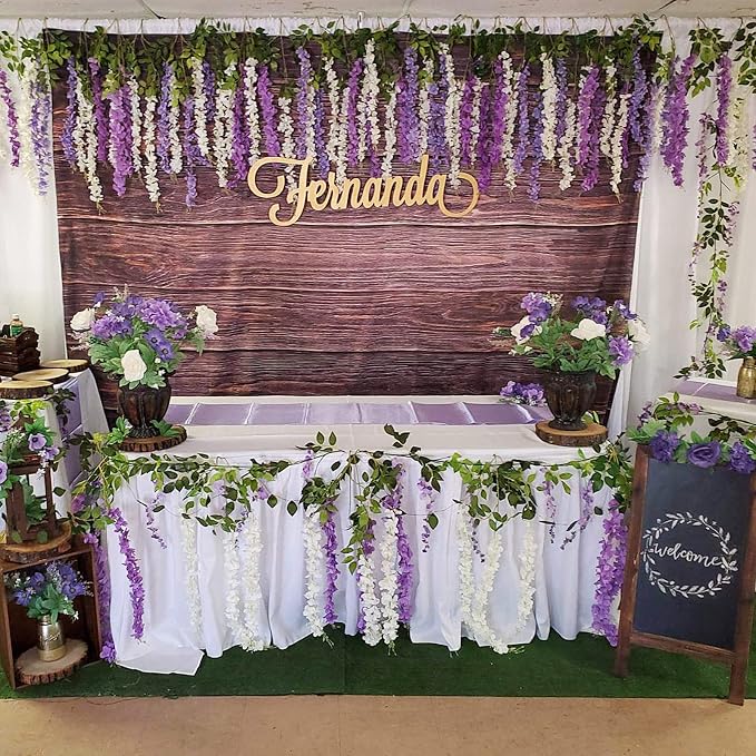 Artificial Wisteria Hanging Flowers Fake Wisteria Flower Garland Silk Vines - Image 4