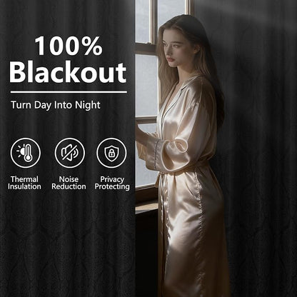 DWCN Black Blackout Curtains for Bedroom 84 Inch Long - Image 2