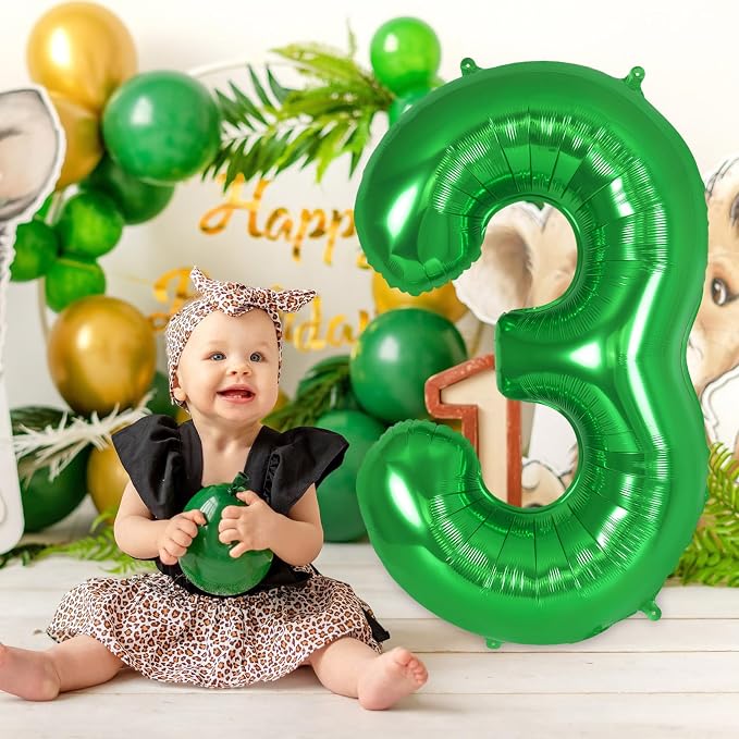 Dark green Number 3 Balloon 40 Inch, Big Large Foil Helium Number Balloons - Image 5