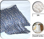 Mulberry Silk Pillowcase for Hair and Skin Standard Size Leopard Print Silk Pillow Cases with Zipper Soft Breathable Smooth Cooling Silk Pillow Covers for Sleeping (Blue Leopard,20"X 26",1Pcs)
