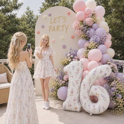 Flower 16 Balloon Numbers for Girls 16th Wildflower Birthday Party Decor | 40'' - Image 3