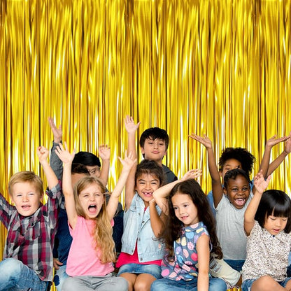 GOER 3.2 ft x 9.8 ft Metallic Tinsel Foil Fringe Curtains, Party Streamer - Image 4