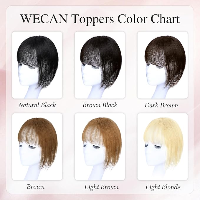 Hair Toppers for Women Real Human Hair 3D Bangs Clip 100% Human Toppers for Women 10 Inch Clip in Bangs Hairpieces(Natural Black)