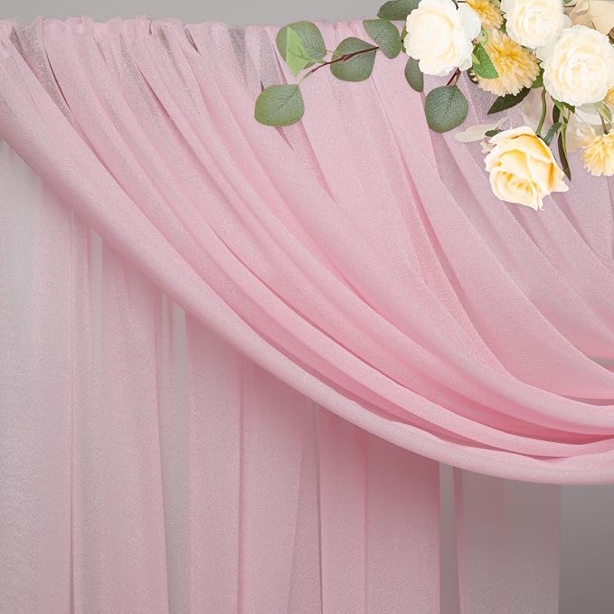 Wedding Arch Draping Fabric Backdrop Drapes 28.7"x 20FT, Blush Pink | Sheer - Image 4