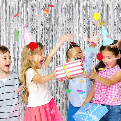10 Pack Silver Backdrop Curtain 3.2ft x 8.2ft Metallic Tinsel Foil Fringe - Image 6