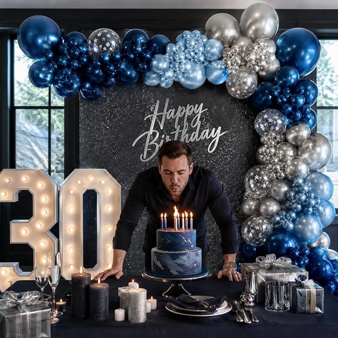 Blue Silver Balloons Set - Image 4