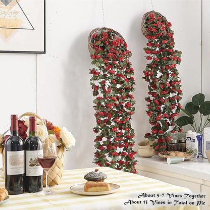 Artificial Flower Garland 8pcs 8.2ft Floral Rose Vine Decor, Hanging Faux Roses - Image 2