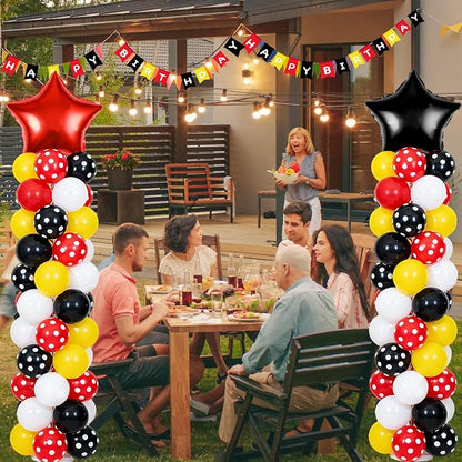 2 Set Adjustable Mouse Theme Birthday Balloon Column Stand Kit Polka Dot Red - Image 5