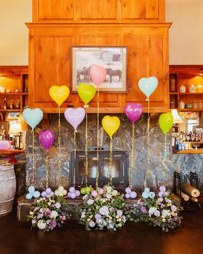 Pastel Colorful Heart Balloons, 18Inch Pink Blue Yellow Green Purple Helium - Image 5