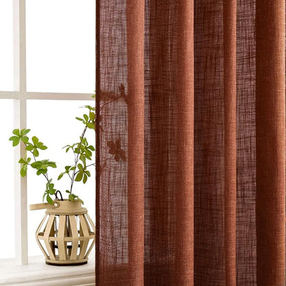 MIULEE Burnt Orange Fall Linen Curtains 52x45 Inch 2 Panels - Image 5