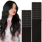 VINBAO Invisi Edge Tape in Hair Extensions Human Hair, Natural Black 55g 20in 20pcs, Pro Virgin Remy Hair Seamless Injected Tape ins Natural Look 20inch #1B