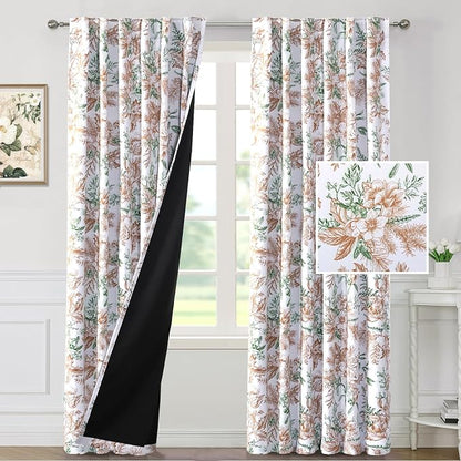 H.VERSAILTEX 100% Blackout Curtains 96 inch Length 2 Panels Set Vintage Floral - Image 2