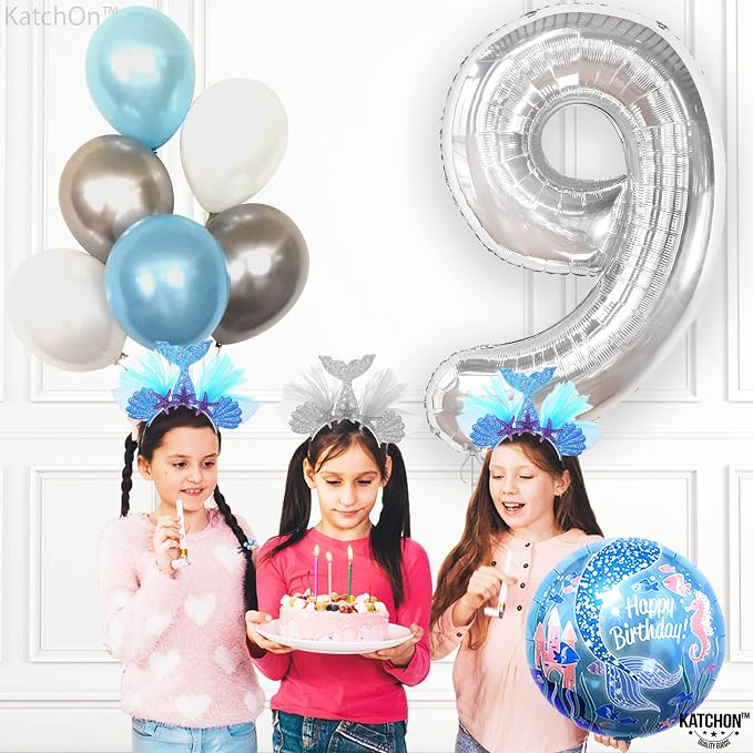 KatchOn Silver Number 9 Balloon 40 Inch | Foil 9 Birthday Balloon - Image 2