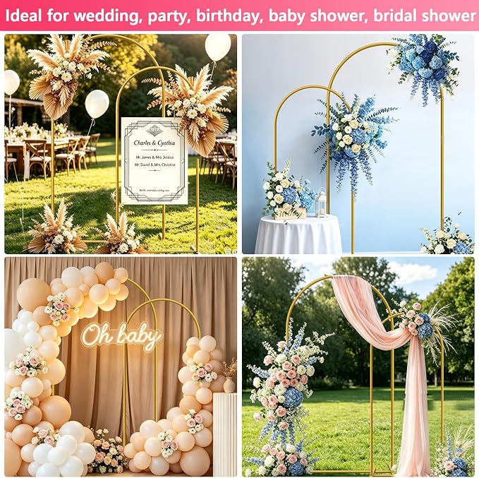Metal Arch Backdrop Stand, Wedding Arch Stand | Dustproof caps, easy set-up - Image 6