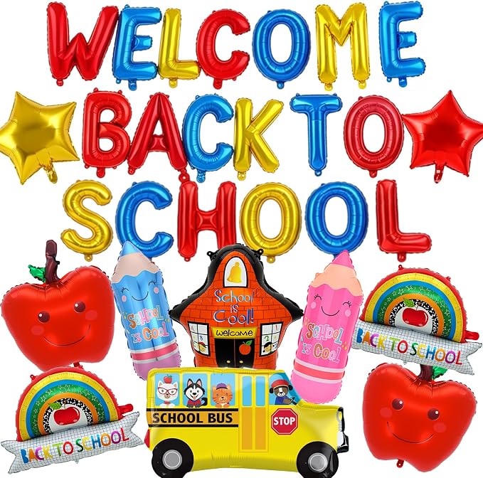 Welcome Back to School Balloons, School Bus, School and Star Balloons by FUDEFER
