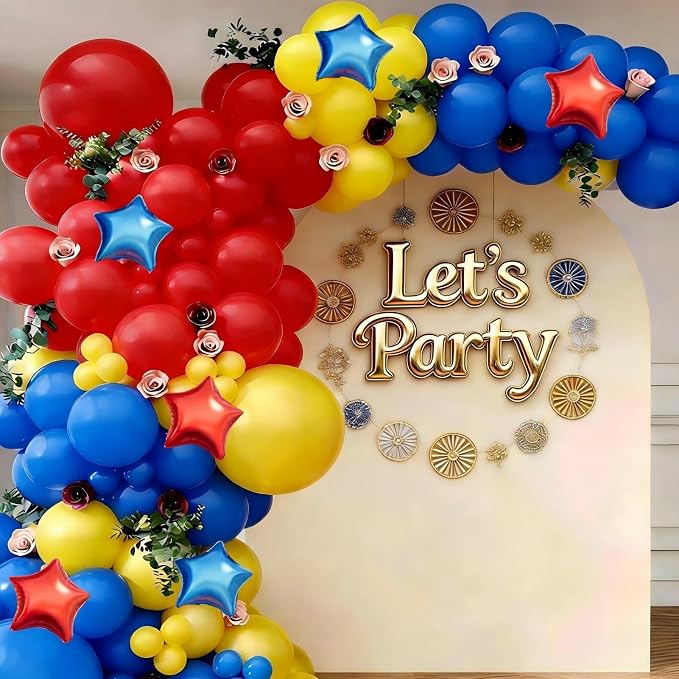 160Pcs Red Yellow Blue Carnival Circus Balloon Garland Arch Kit | Latex Balloons - Image 4