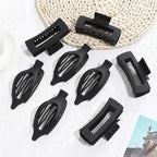 Hair Clips for Women 4.3 Inch Large Hair Claw Clips 8 pcs Square Claw Clips & Flat Hair Clips for Thick or Thin Hair French Concord Hair Barrettes Alligator Hair Accessories for Women (Black)