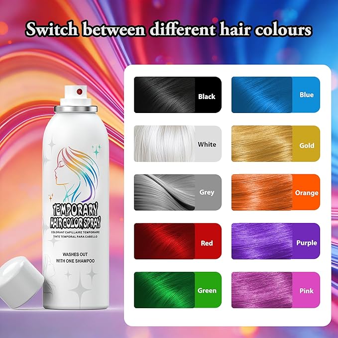 Temporary Hair Color Spray | 150ml Instant Hair Spray for Adults & Kids | Washable & Non-Sticky, Gentle Formula, Red | Halloween, Cosplay, Costume Party, Festivals
