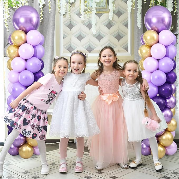 Purple and Gold Balloon Column Stand Kit Set of 2 - Image 2