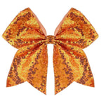 Large Glitter Cheer Bows Clips, Jumbo Big 7 Inch Cheerleading Sequin Hair Bow Hair Accessories for Teens Girls Football Sports Cheerleader Outfit Uniform (Bright Orange)