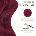 GOO GOO Tape in Hair Extensions Human Hair, Burgundy Red, 20inch 30g 10pcs, Colored Tape ins Human Hair Extensions, Silky&Soft Invisible Tape Ins, Hair Highlighted for Party