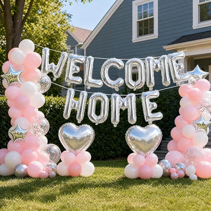 TONIFUL Silver Welcome Home Balloon Set – 16 Inch Mylar Foil Letter Balloons - Image 6