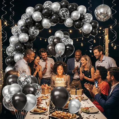 Black and Silver Balloons Arch Kit - Image 6