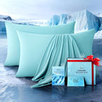 Ultra-Chill Cooling Pillowcase Set of 2 for Hot Sleepers, Softer Than Silk Pillow Cases for Protecting Hair & Skin, Breathable Bed Pillow Covers w/Zipper, Gifts for Women & Men (Mint Blue, Queen)