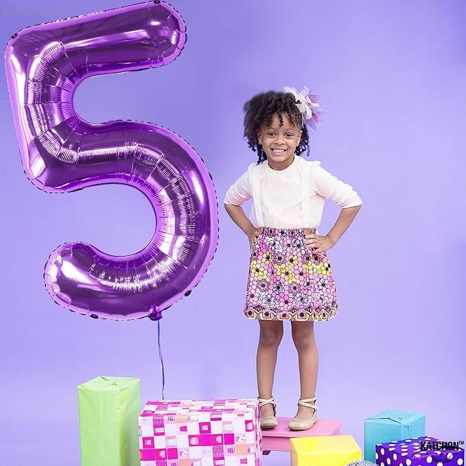 KatchOn Giant Purple Number 5 Balloon - Image 6
