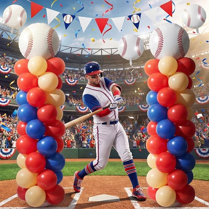 Yalikop 2 Sets Baseball Party Balloon Column Stand Kit - Image 7