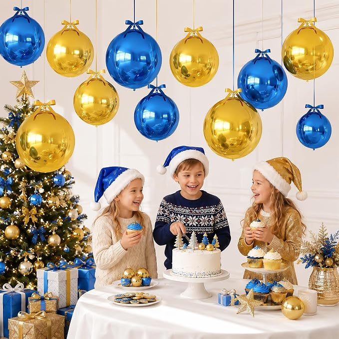 Blue Gold Round Foil Balloons - Image 7