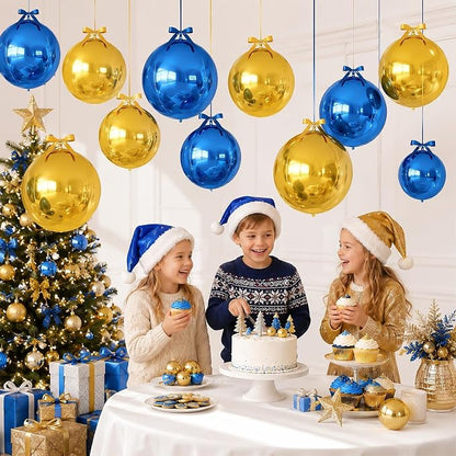 Blue Gold Round Foil Balloons - Image 7