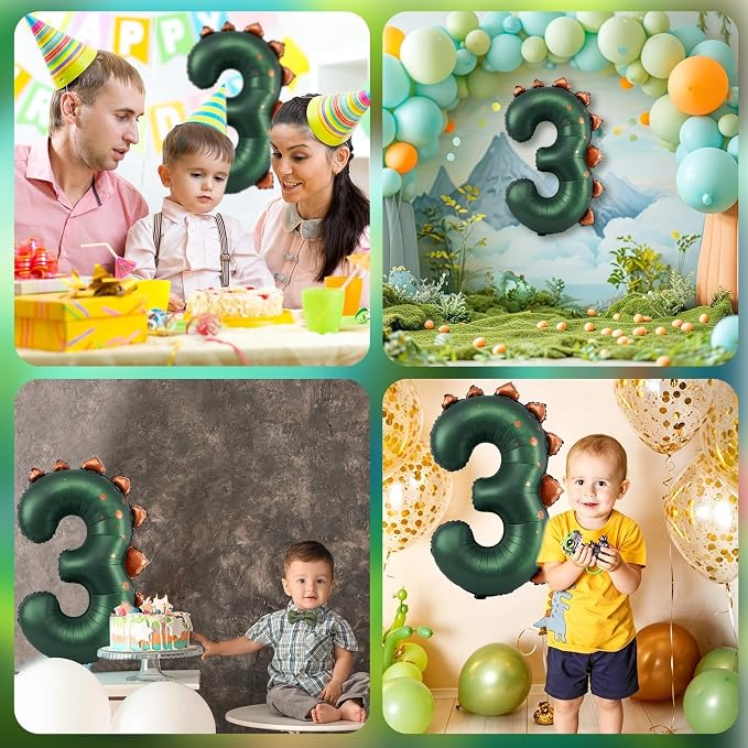 Dinosaur Number 3 Balloon, 30 Inch Birthday Party Decorations - Image 7