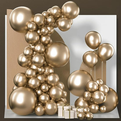 PartyWoo Metallic Gold Balloons 120pcs Chrome Gold Color 18 12 10 5 Inch | 18 by PartyWoo