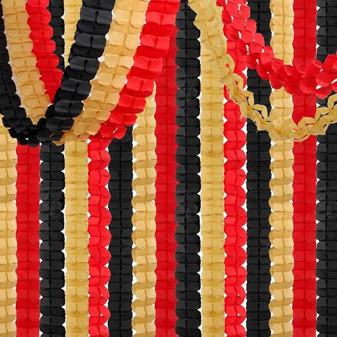 Red-Black Gold Party-Decorations Streamers Garland by OURUOLA