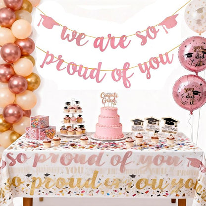 2026 Graduation Banners Party Decoration Rose Gold Glitter Graduate Banners | - Image 2