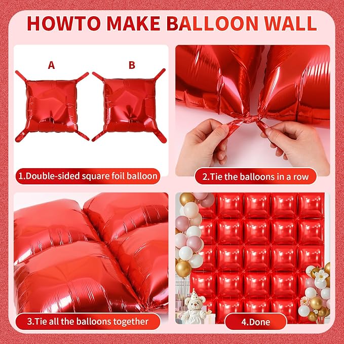50 Pcs Square Foil Balloons 22 Inch Square Mylar Balloons, Metallic Square - Image 3