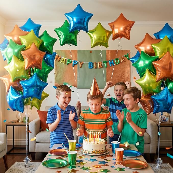 Blue Green Orange Star Balloons, 18 Inches Dinosour Balloon - Image 4