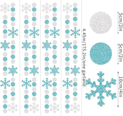 Snowflake-Snow Teal-Silver Christmas Party-Decorations Garland - 58Ft White - Image 2