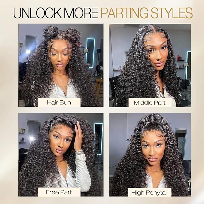Burmese Curly Human Hair Wig with Spiral End 200% Density 360 Full HD Lace Front Wigs Human Hair Water Wave Wigs for Women 20Inch Pre Plucked with Baby Hair Tiny Knots Natural Black